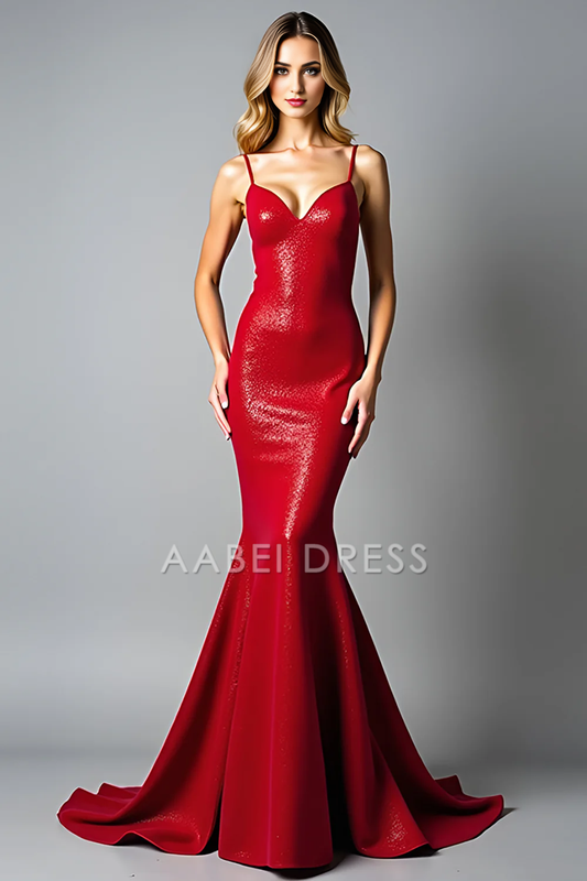 AABEI DRESS Hot Sale Prom Dress Charming Mermaid Sweetheart Spaghetti Strap Backless Long Formal Dress