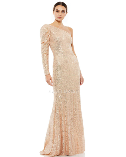 AABEI DRESS Formal Wear Dresse Fashion One Shoulder With a Puff Long Sleeve Sparkle Long Mother Of The Bride Dress