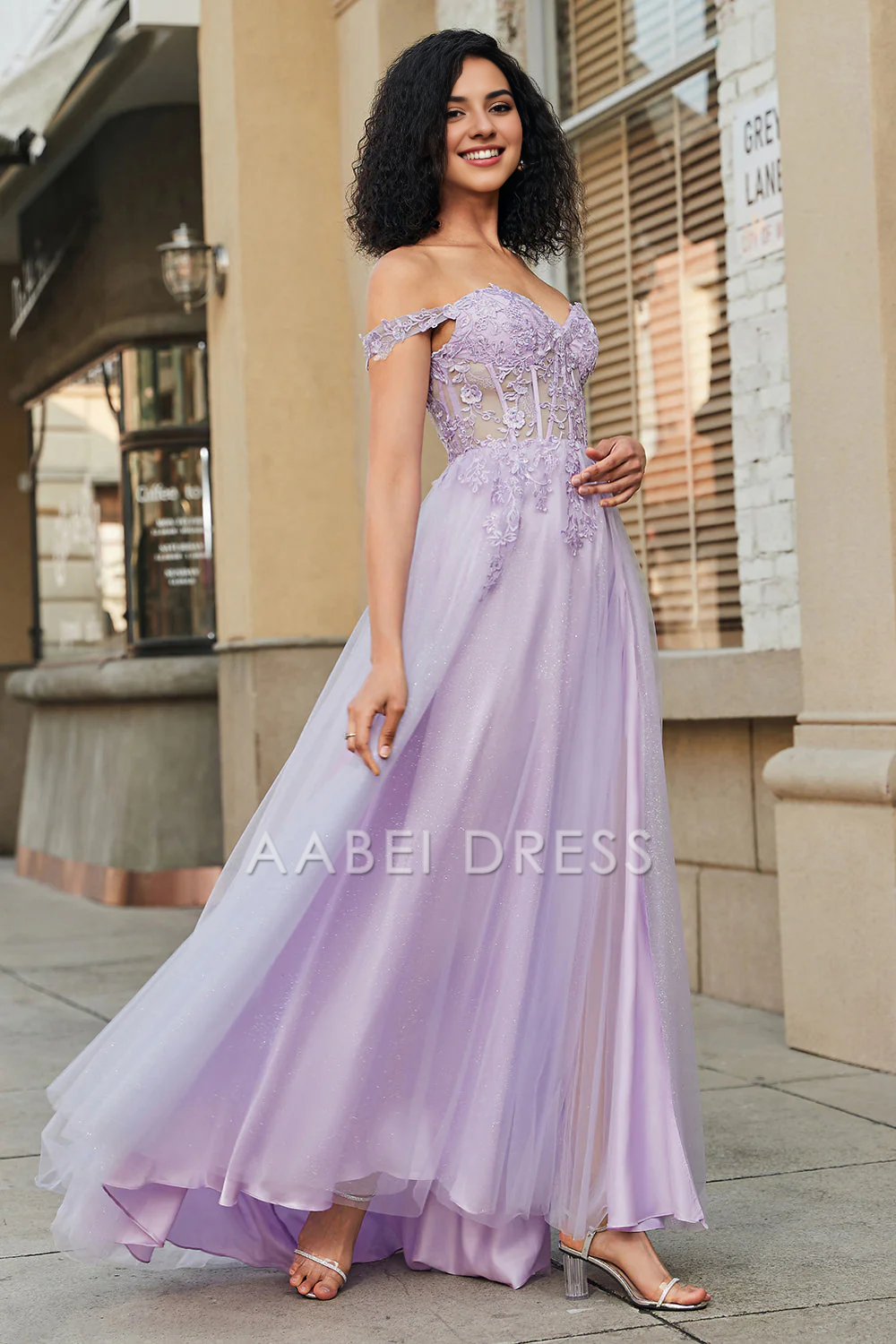 AABEI DRESS Hot Sale Prom Dress Gorgeous A Line Sweetheart Off The Shoulder Corset With Lace Appliques Long Party Dress