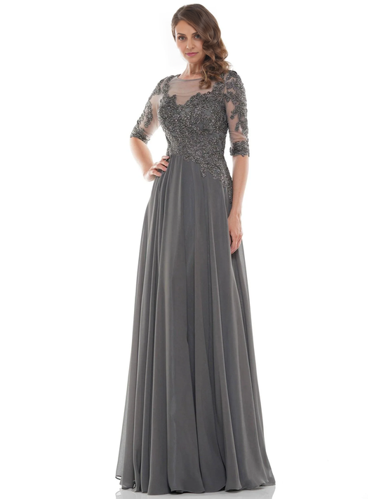 AABEI DRESS Formal Wear Dresse Elegant A Line Round Neck 3/4 sleeve Lace Applique Retro Long Mother Of The Bride Dress