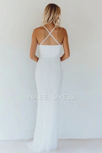 AABEI DRESS Hot Sale Homecoming Dress Sheath Spaghetti Straps Hollow Out Bodycon Pleated Fashion Graduation Dress