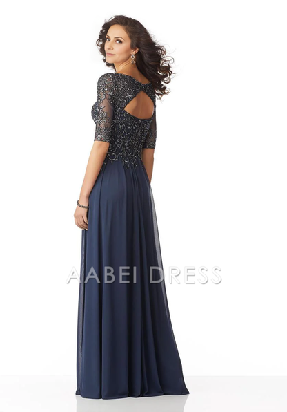 AABEI DRESS Formal Wear Dresse Elegant A Line V Neck Sheer Half Sleeves Retro Long Mother Of The Bride Dress