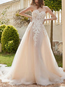 Wedding Dress New Pattern Strapless Backless Lace Applique Sweetheart Tulle Fall November December Wedding