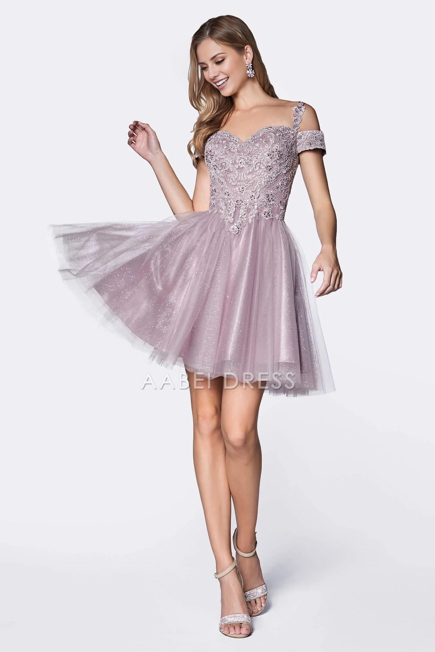 AABEI DRESS Hot Sale short Prom Dress off shoulder Sweetheart Open Back Lace Applique Homecoming Dresses