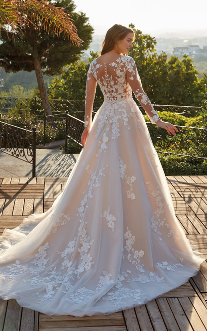 Wedding Dress Beach Lace Long Sleeves Bridal Gowns Elegant Formal Women's Dresses