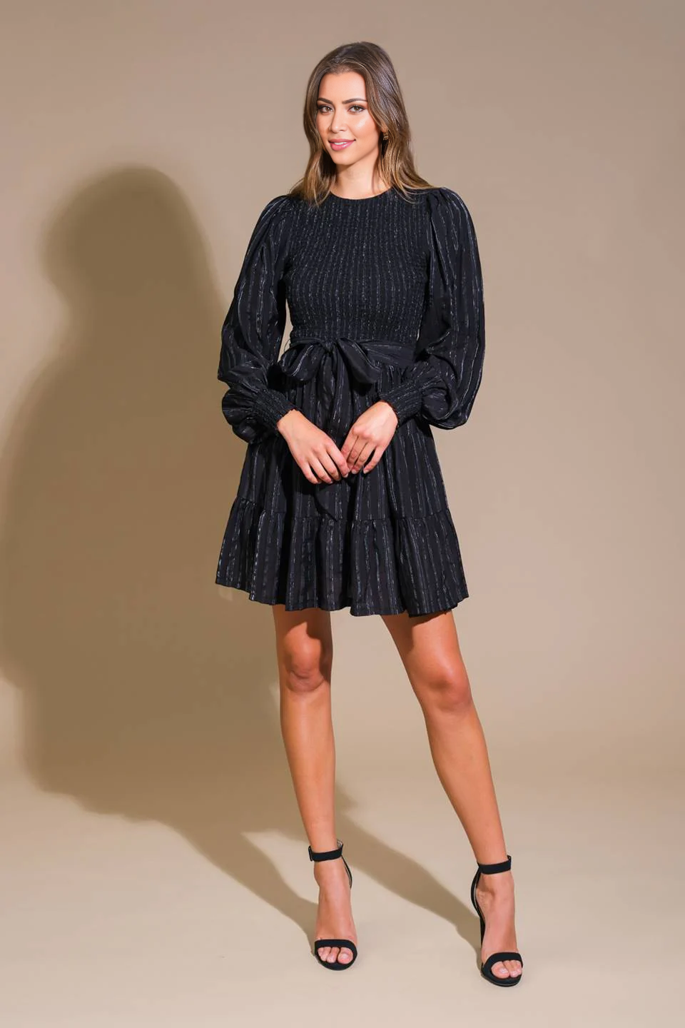 Prom Dress Featuring Round Neckline Long Sleeve With Cuff Short Skirt Formal November December Autumn Winter Wedding Guest Dress