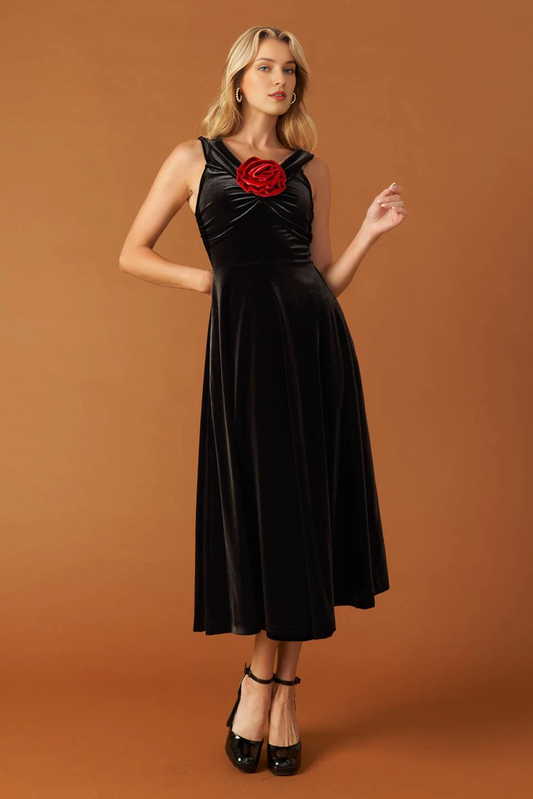 Prom Dress Fashion A Line Featuring Off Shoulder Neckline Rose Zipper Closure Velvet Dress Unique Elegant Formal November December Autumn Winter Wedding Guest Dress