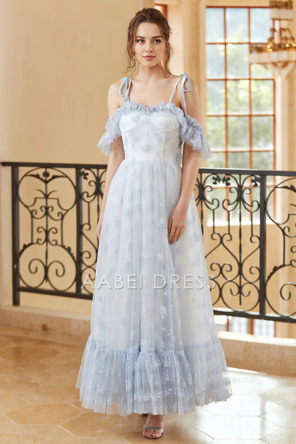 AABEI DRESS Hot Sale Prom Dress Princess A Line Off The Shoulder Spaghetti Strap Ruched Fantastic Long Party Dress