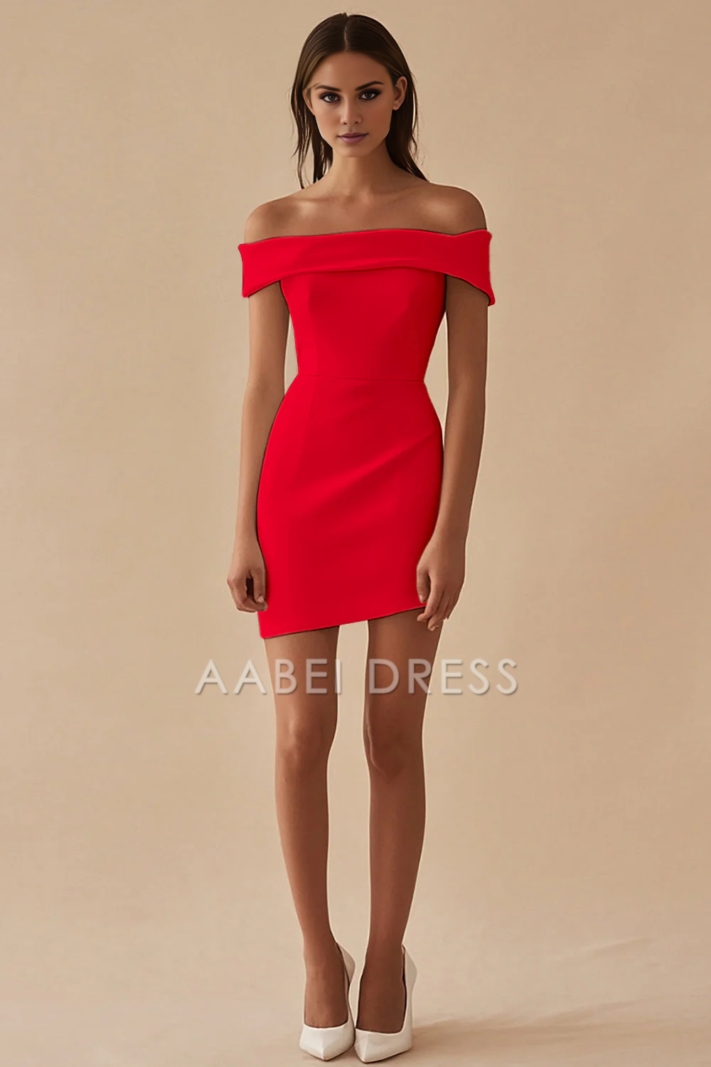 AABEI DRESS Hot Sale Homecoming Dress Sheath Off The Shoulder Sleeveless Simple Short Graduation Dress