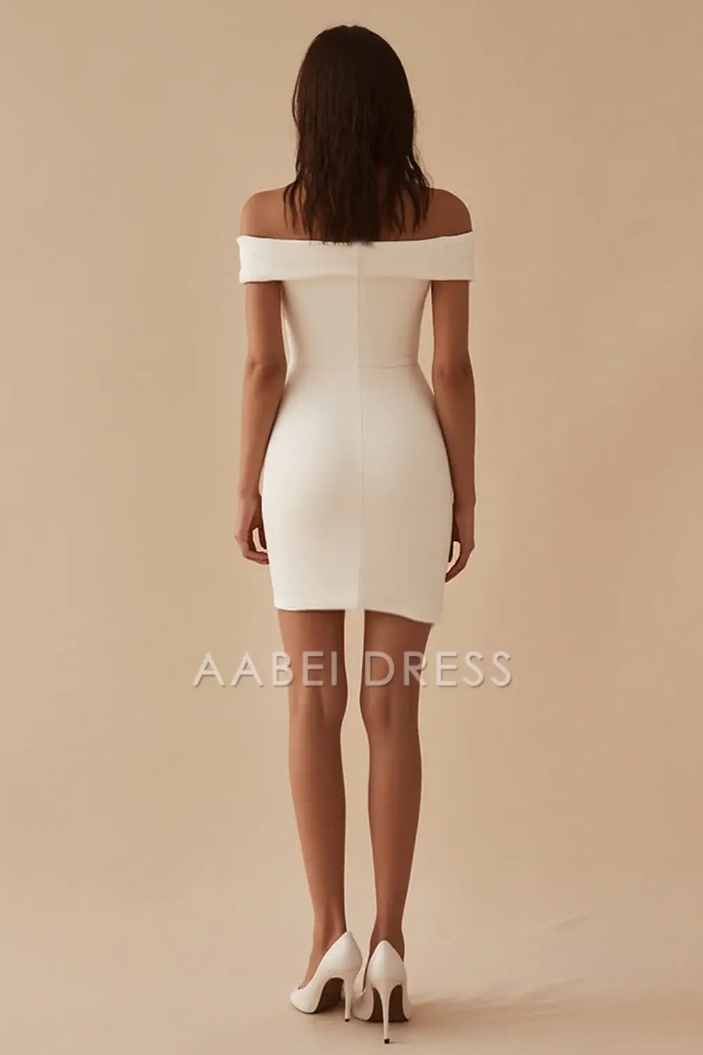 AABEI DRESS Hot Sale Homecoming Dress Sheath Off The Shoulder Sleeveless Simple Short Graduation Dress