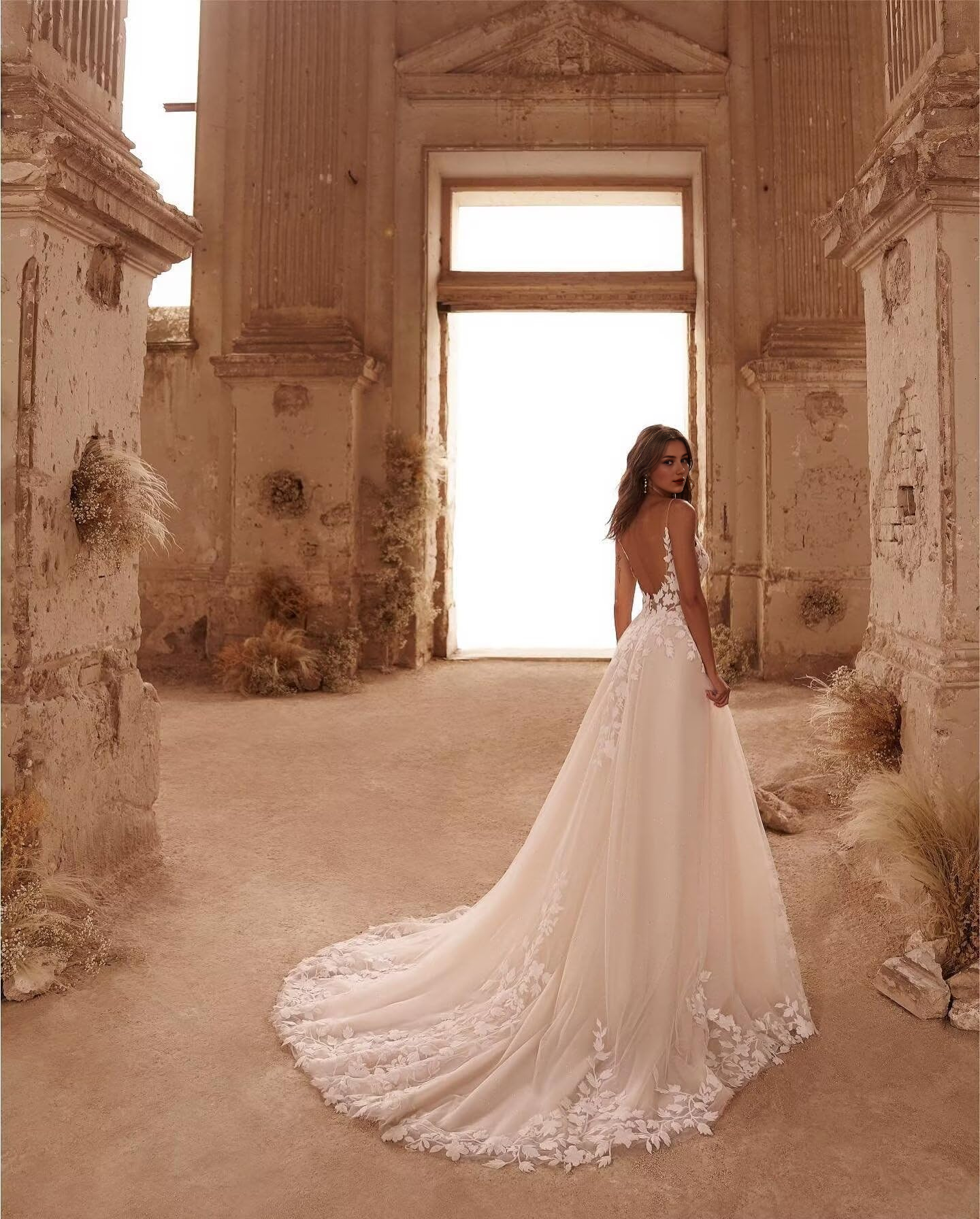 Wedding Dress Beach Lace Applique Tulle Long Bridal Gowns Formal Women's Dresses