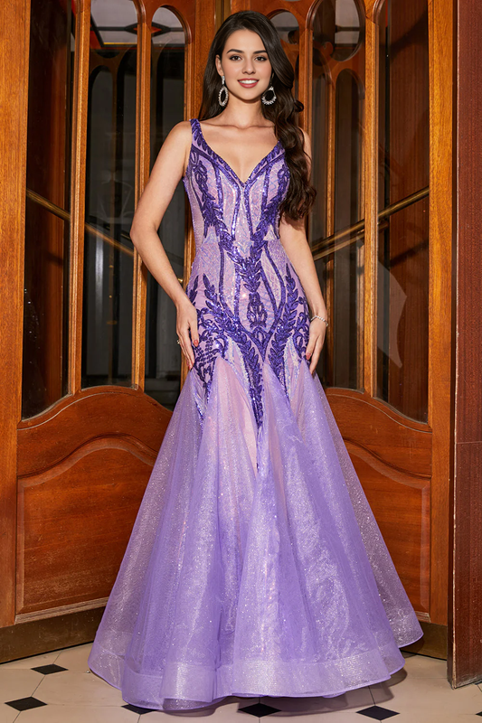 AABEI DRESS Hot Sale Prom Dress Stunning Mermaid V Neck Sequins With Open Back Long Party Dress