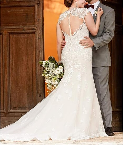 Wedding Dress Floral Beaded Mermaid Lace Applique Bridal Gowns Formal Women's Dresses