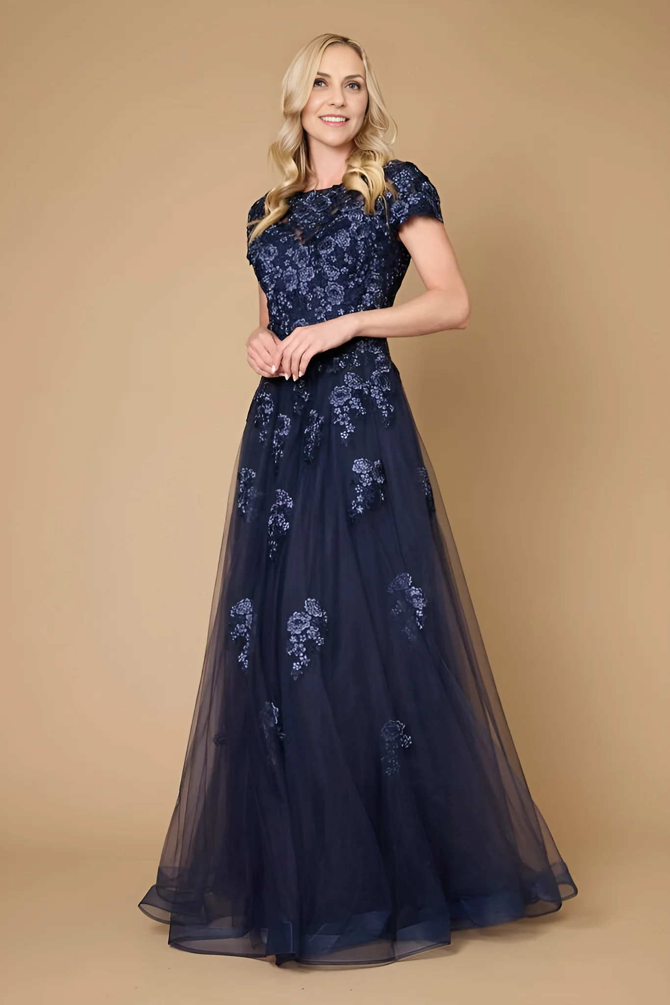 AABEI DRESS Formal Wear Dresse Elegant A Line Short Sleeves Lace Applique Exquisite Long Mother Of The Bride Dress