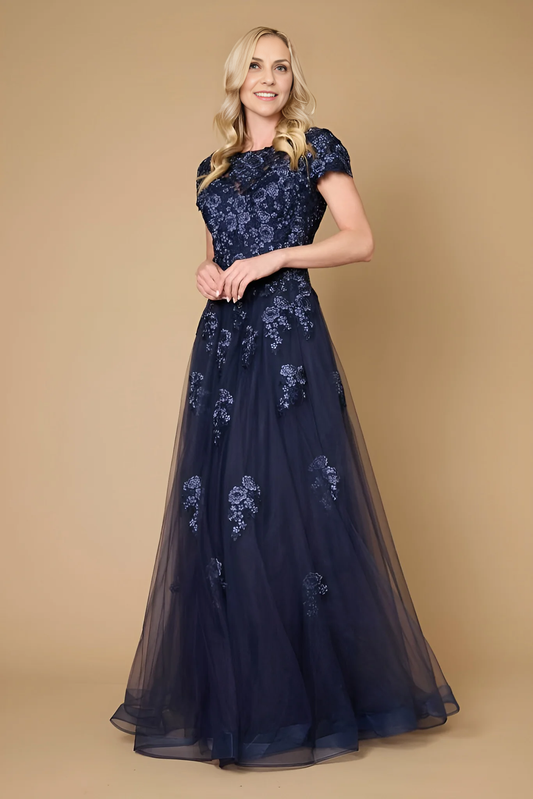 AABEI DRESS Formal Wear Dresse Elegant A Line Short Sleeves Lace Applique Exquisite Long Mother Of The Bride Dress