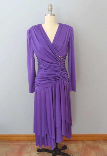 AABEI DRESS Party Dress Vintage V Neck Long Sleeves Pleated Fashion Prom Dress