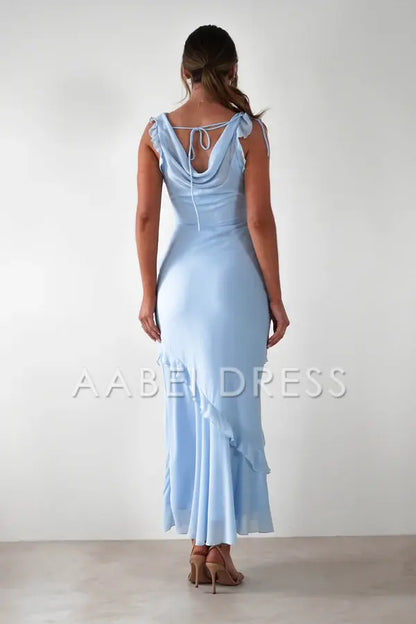 AABEI DRESS Prom Dress Closed Neck Cap Sleeves Tiers Ruched Sophisticated Elegant Dress