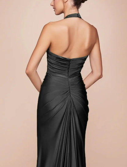 Evening Dress Mermaid Cultivate oneself Ruched halter bodice Black Formal Dress