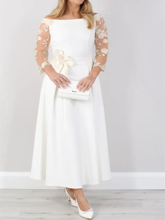 A-Line Ankle Length With Lace Sleeves Mother Of The Bride Dresses