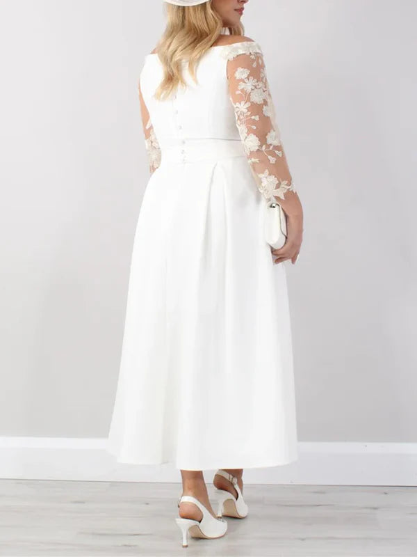 A-Line Ankle Length With Lace Sleeves Mother Of The Bride Dresses