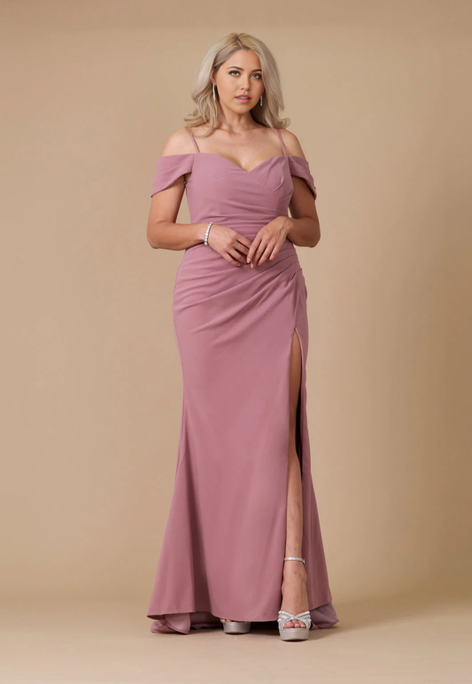 AABEI DRESS Bridesmaid Dresses Elegant Long Sweetheart Off The Shoulder Pleated Wrap High Slit Wedding Guests Dresses