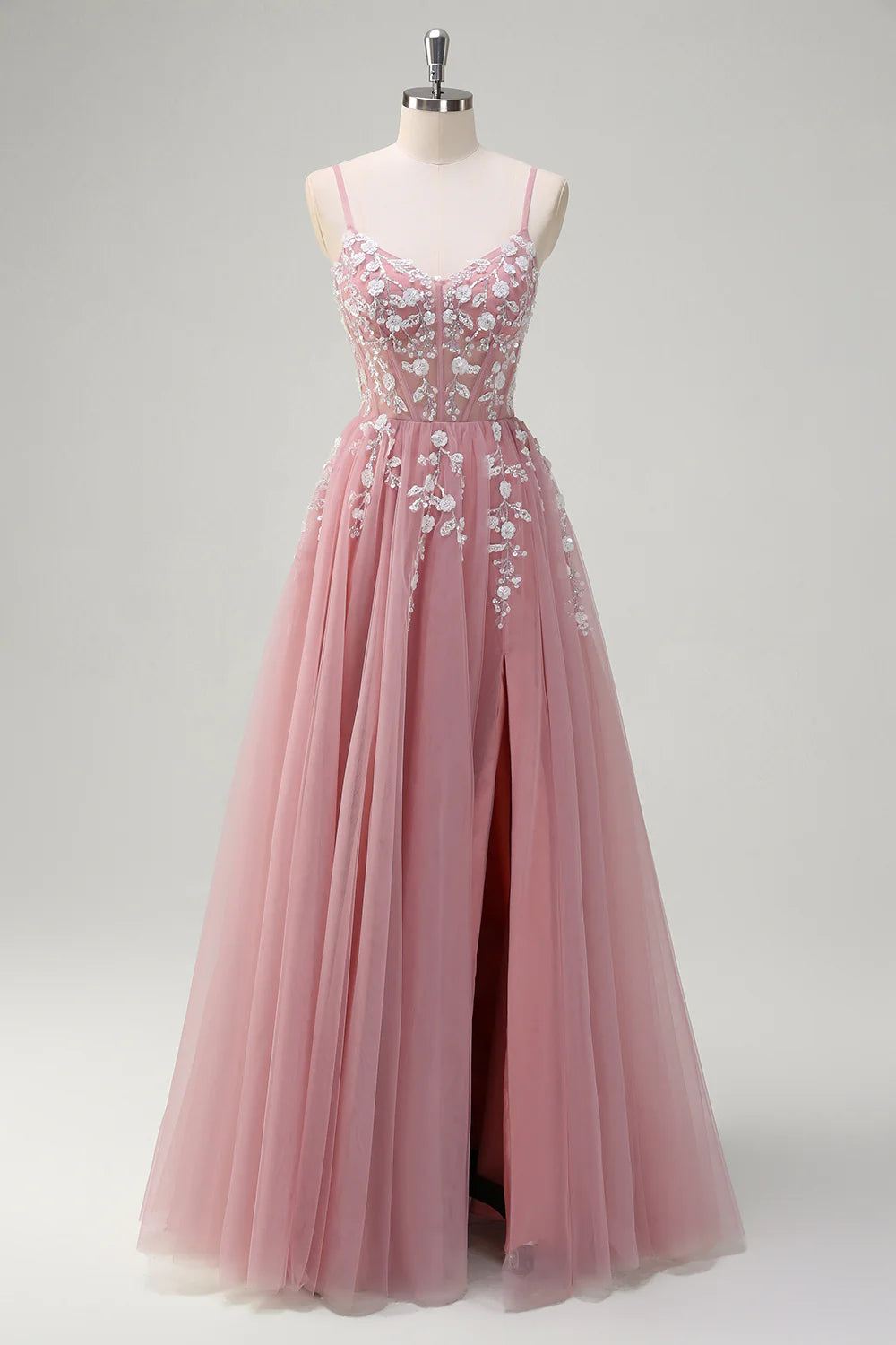 AABEI DRESS Hot Sale Prom Dress Exquisite A-Line Spaghetti Straps Floral Backless With Slit Youthful Long Party Dress