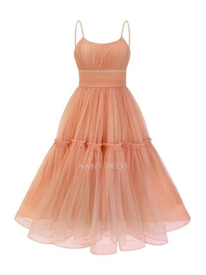 AABEI DRESS Party Dress Elegant A-Line Spaghetti Straps Ruched Fashion Prom Dress