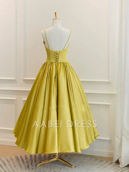 AABEI DRESS Party Dress Elegant A-Line Spaghetti Straps Bow Backless Tea Length Exquisite Prom Dress