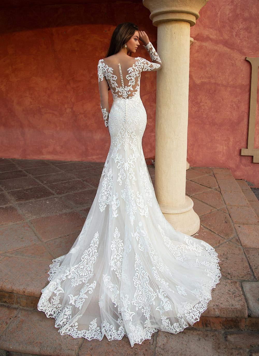 Wedding Dress Long Sleeve Lace Boho Gorgeous Bridal Gowns Formal Women's Dresses