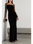 December Wedding Guest Dress Velvet Dress Mesh Edging Long sleeves Autumn Winter Party Dress