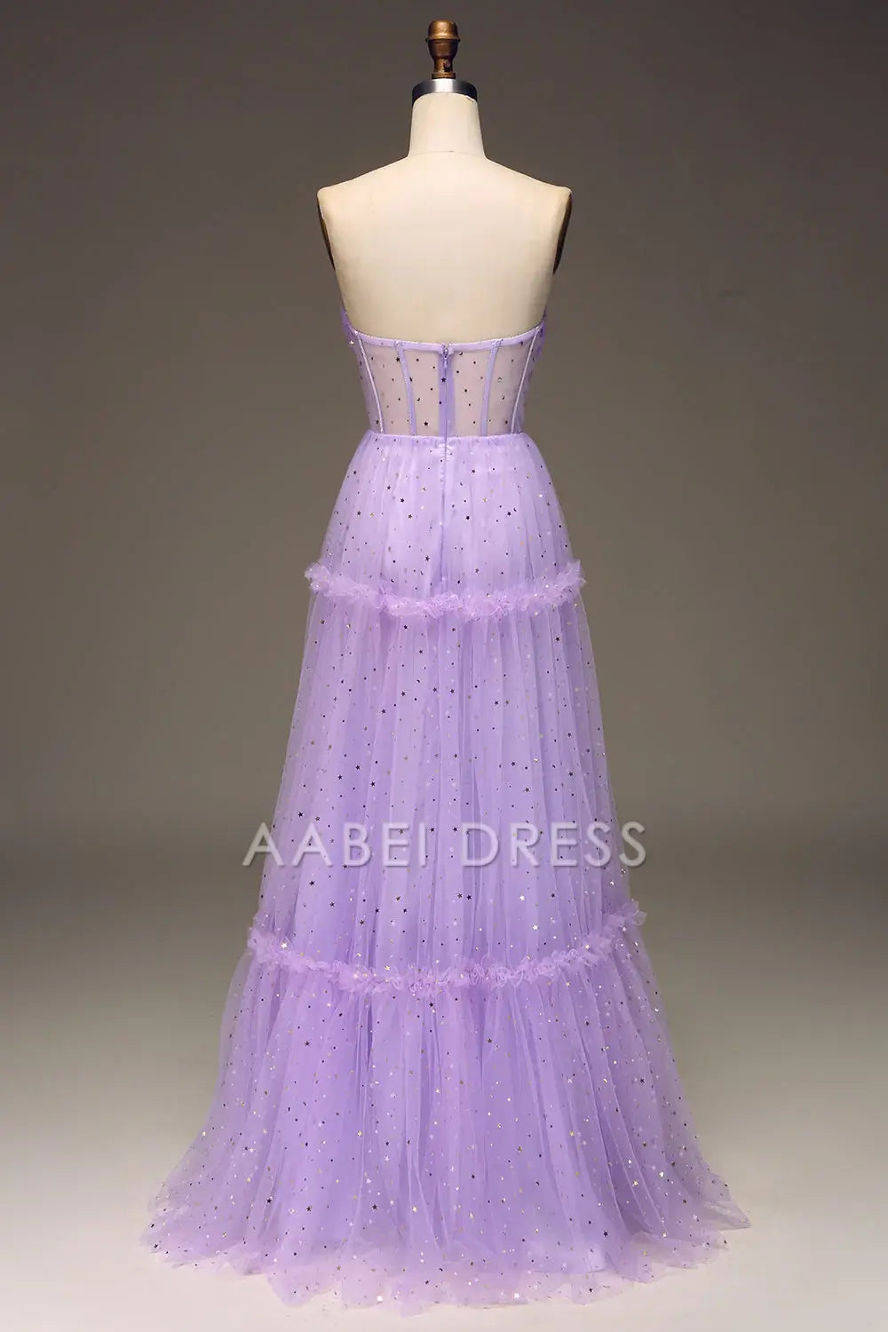 AABEI DRESS Hot Sale Prom Dress Fashion A Line Tulle Strapless Corset Ruched Sparkle Long Party Dress