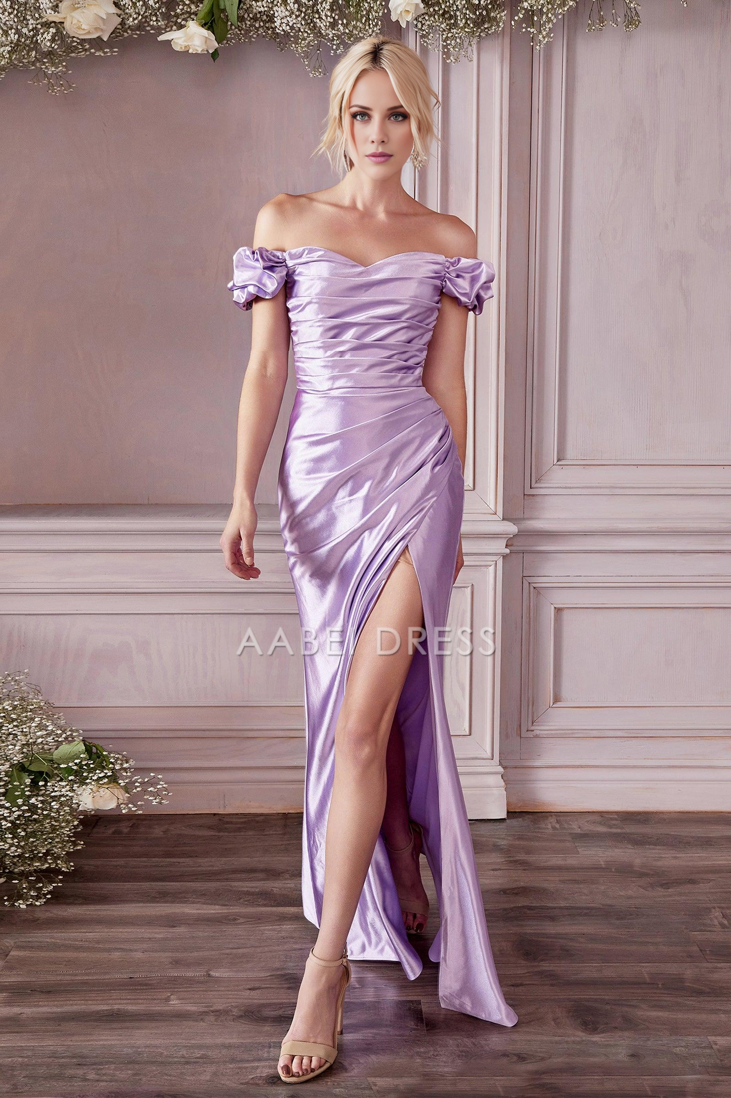 AABEI DRESS Hot Sale Prom Dress Elegant Off Shoulder Sweetheart Neckline Pleated Side Fork Long Evening Dress