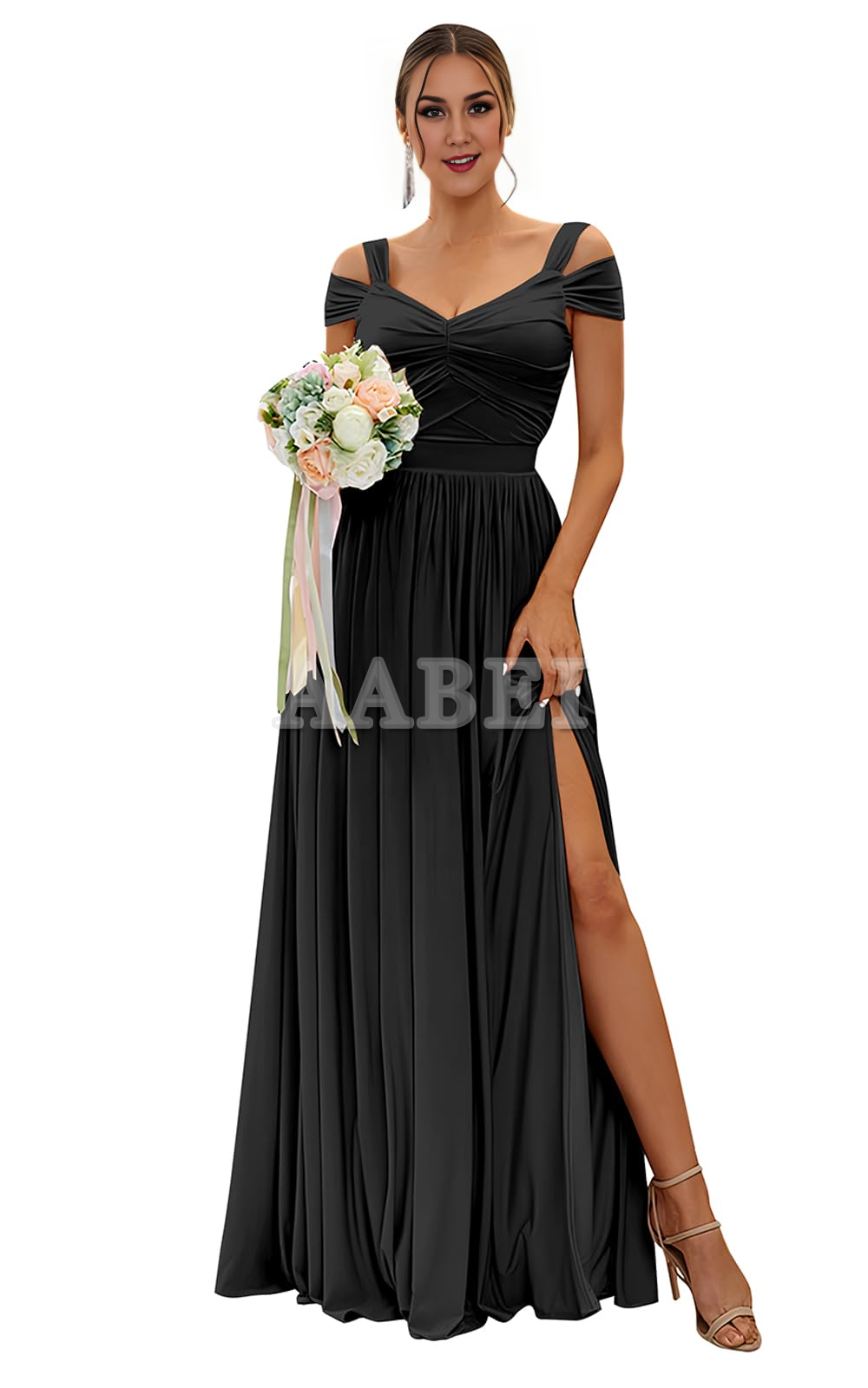 Formal Wear Dresses Bridesmaid Dresses Elegant A Line Off The Shoulder Pleated Side Fork Chiffon Wedding Guest Dresses