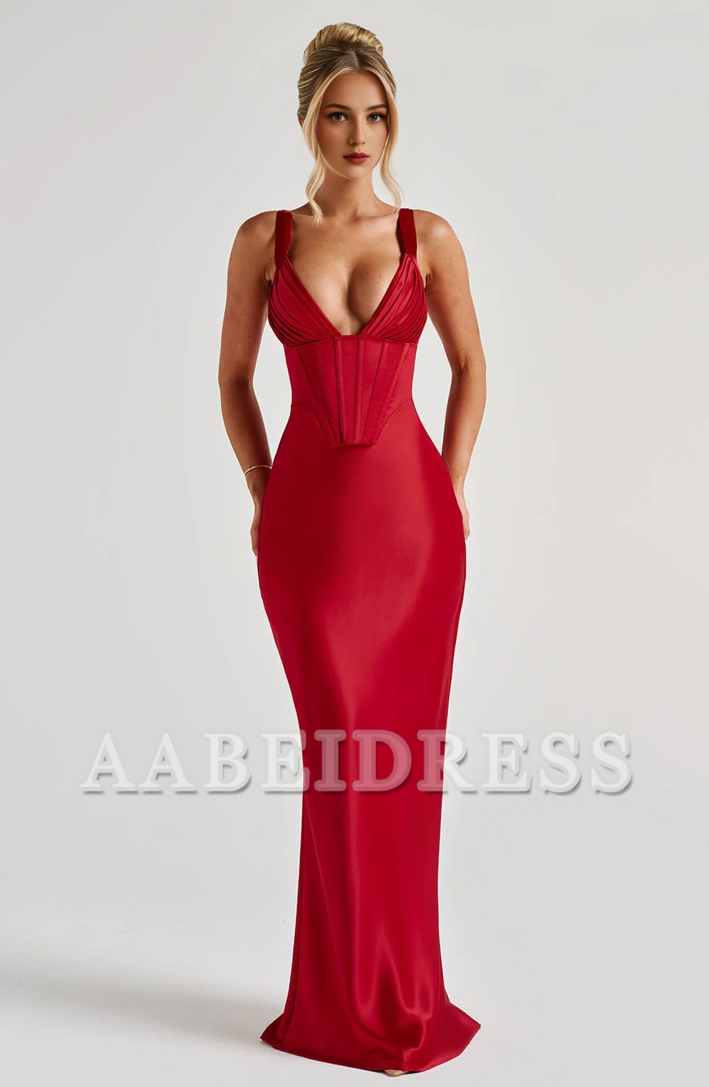 Formal Wear Dresses Bridesmaid Dresses Elegant Mermaid Pleated Cups Adjustable Shoulder Straps Dresses Wedding Guests Dresses