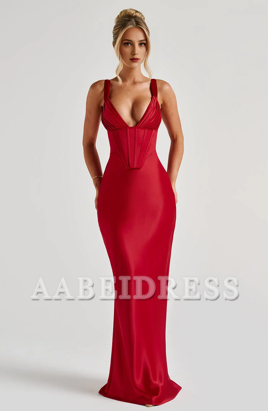 Formal Wear Dresses Bridesmaid Dresses Elegant Mermaid Pleated Cups Adjustable Shoulder Straps Dresses Wedding Guests Dresses