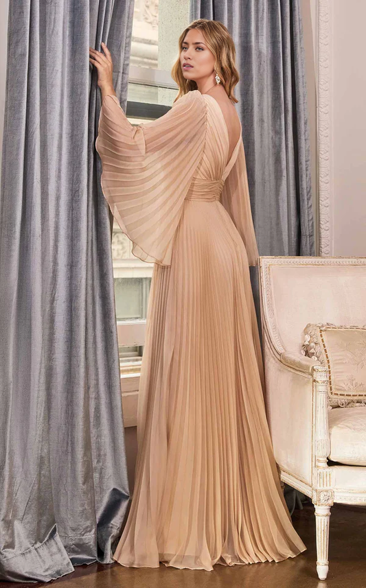 Mother of the Bride Dress Deep V Neck Wedding Guest Dress Elegant Wrinkle Dresses