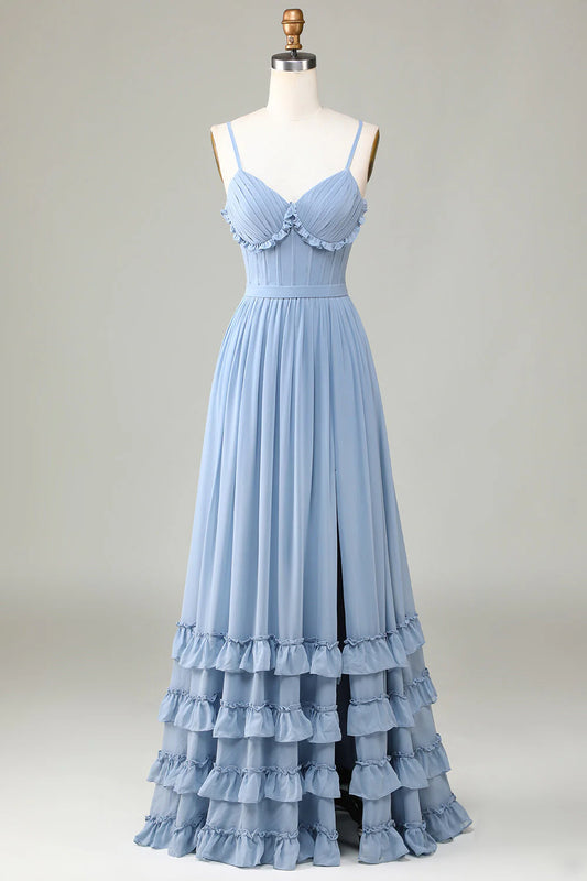 AABEI DRESS Hot Sale Prom Dress Elegant A Line Corset Spaghetti Straps Criss Cross Back Ruched Long Party Dress