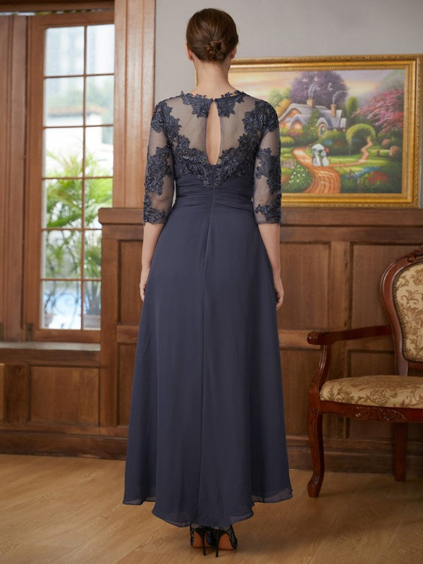 Mother of the Bride Dresses A-Line/Princess Chiffon Applique 3/4 Sleeves Asymmetrical