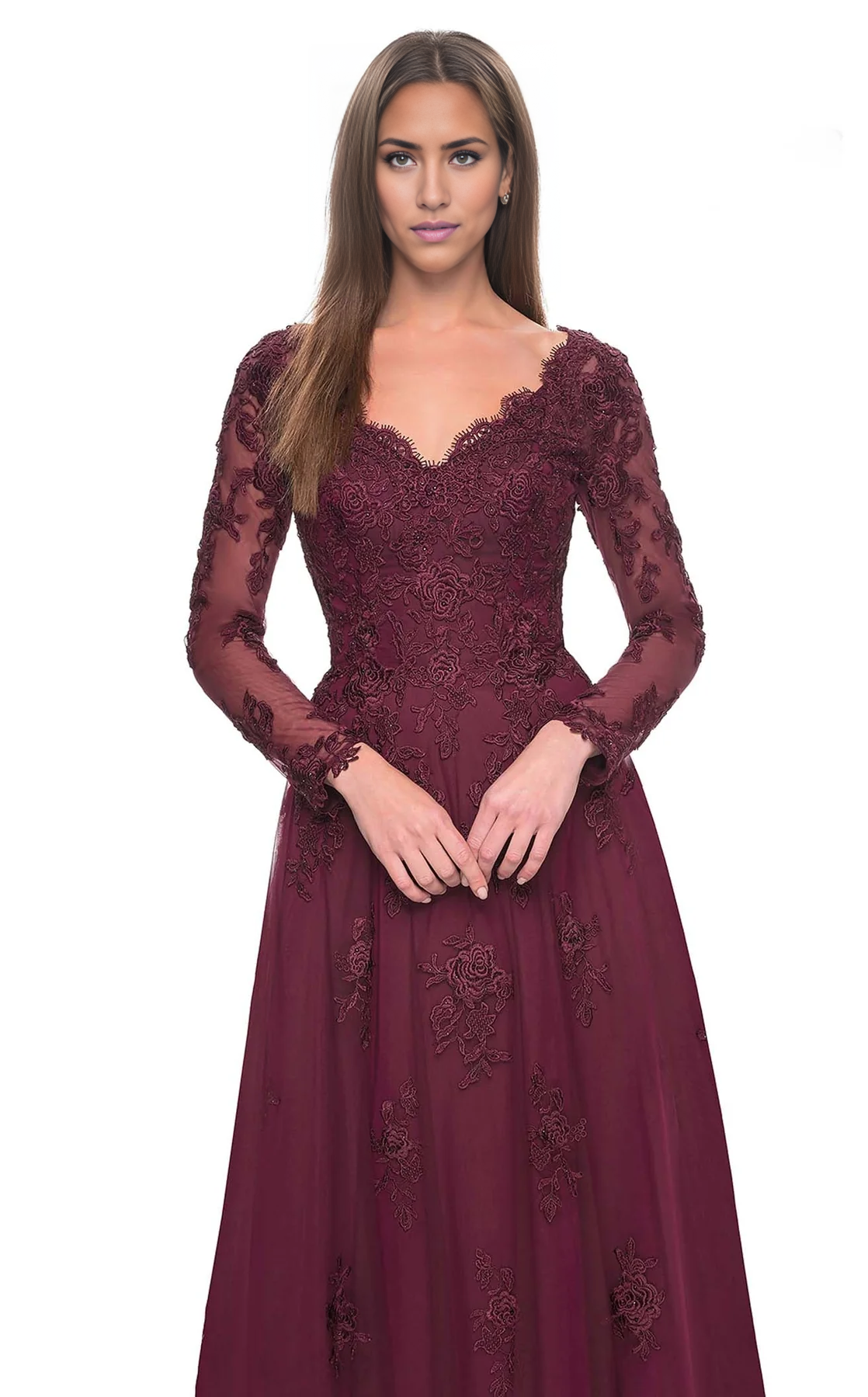 Mother of the Bride Dress V Neck Long sleeves Wedding Guest Elegant Dignified Lace Dresses