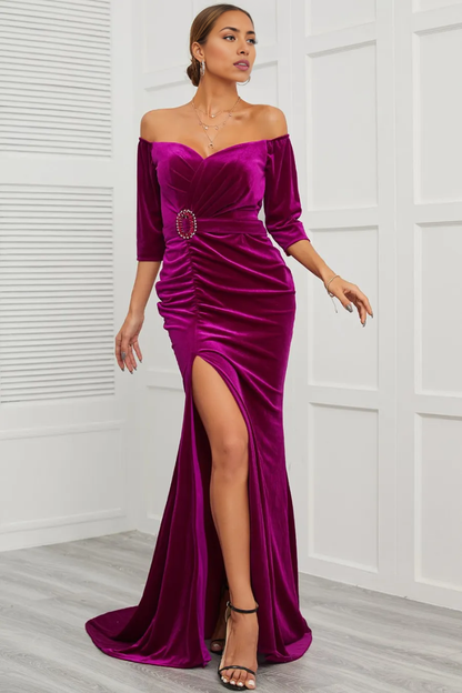 Mother of the Bride Dress Mermaid Off the Shoulder with Split Front