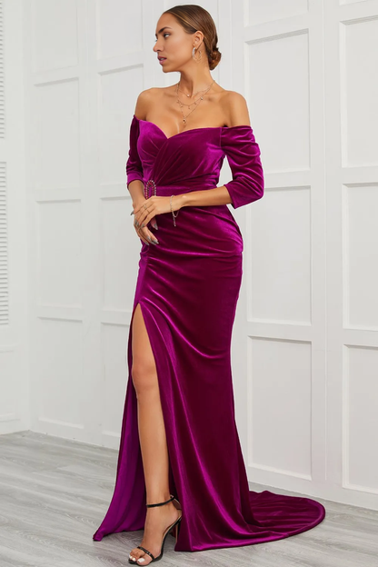 Mother of the Bride Dress Mermaid Off the Shoulder with Split Front