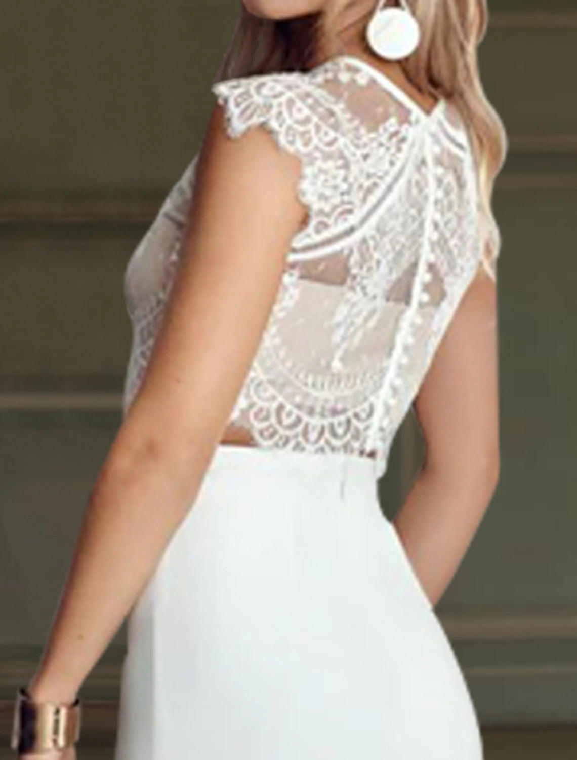 Beach Wedding Dresses Neck Sleeveless Separates Lace Bridal Tops Bridal Gowns