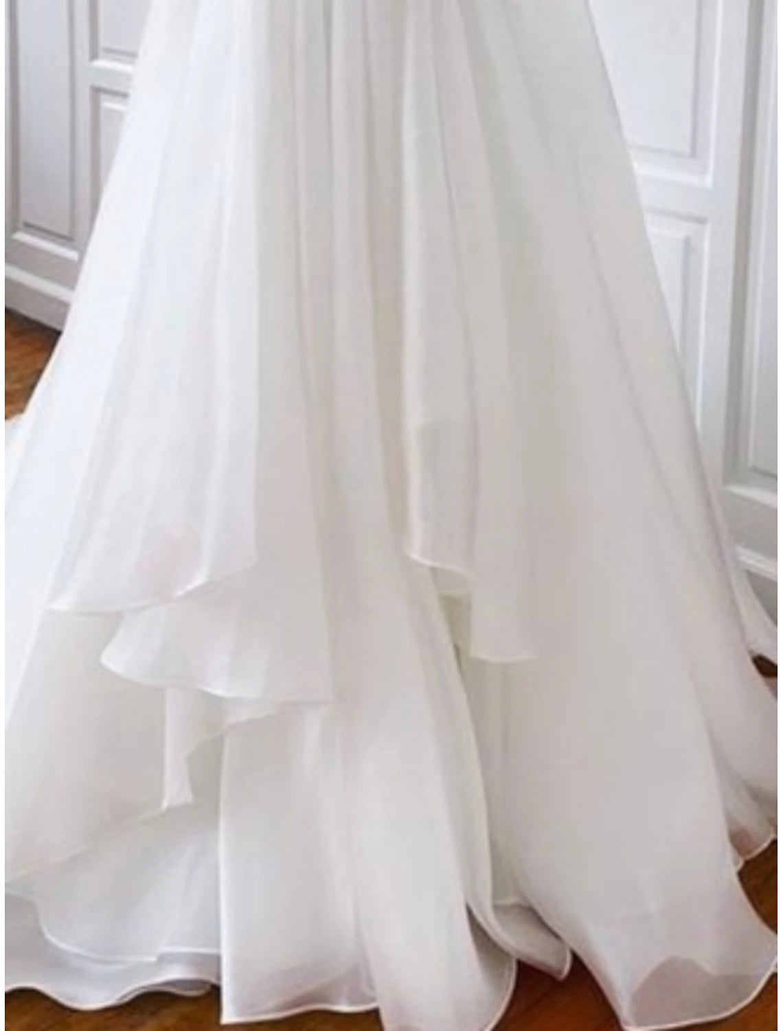 Simple Wedding Dresses Camisole Sleeveless Court Train Chiffon Bridal Gowns