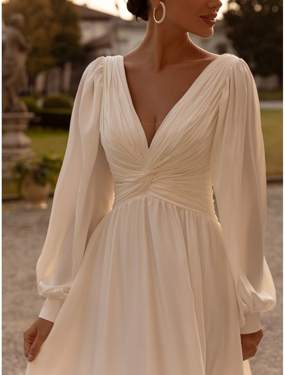 Wedding Dresses  A-Line Camisole Sleeveless Tea Length Chiffon Bridal Gowns With Pleats Simple Dresses