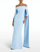 Gown Elegant Formal Sweep / Brush Train Sleeveless Jewel Neck Stretch Crepe with Bow(s) Evening Dress