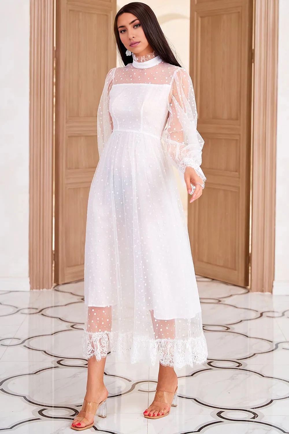 Mother of the Bride Dress A Line Jewel White Lace