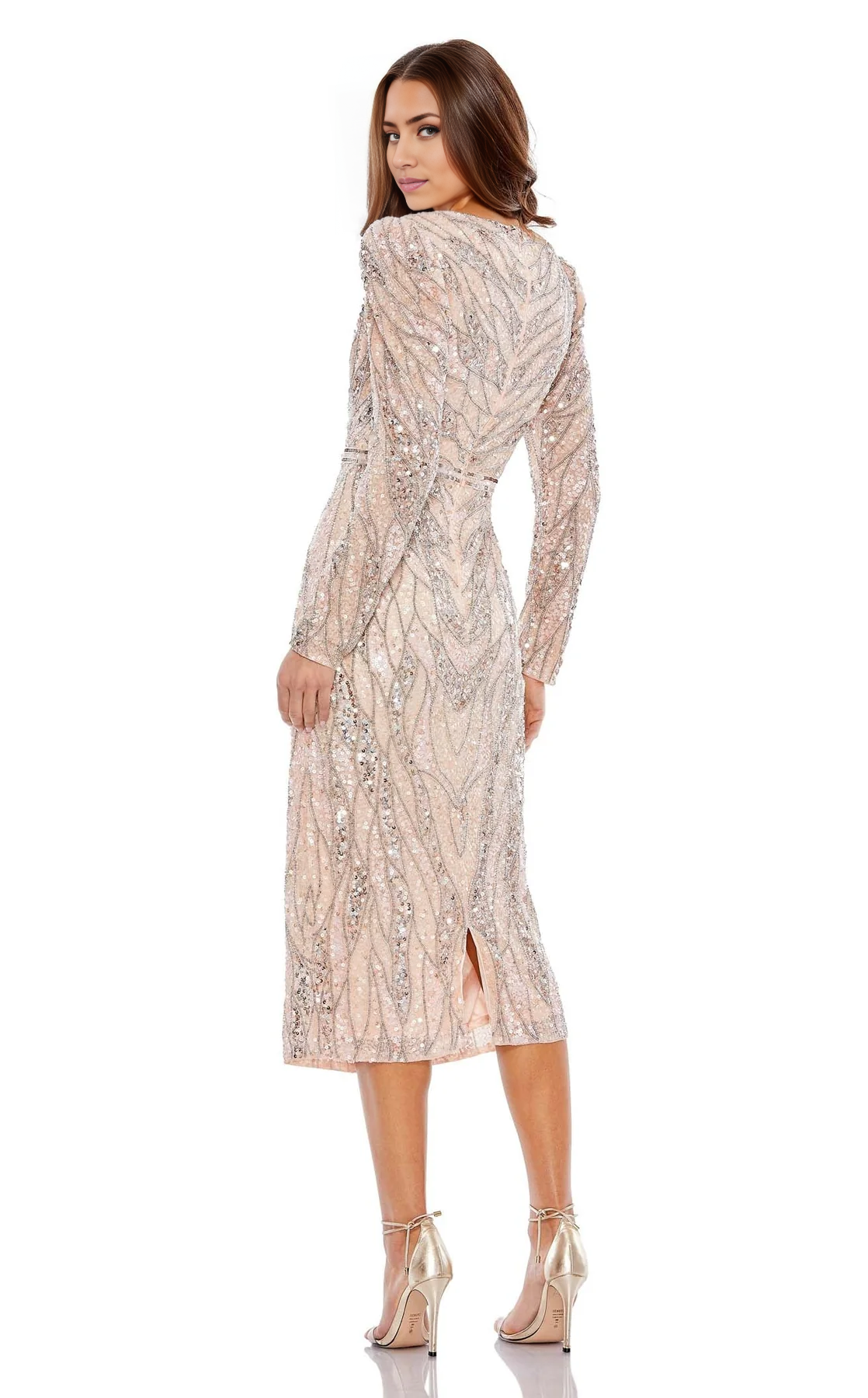 Mother of the Bride Dress V Neck Formal Wedding Guest Long Sleeves Elegant Sequin Dresses