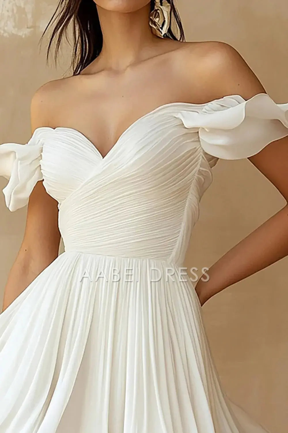 AABEI DRESS Hot Sale Homecoming Dress Pleated A Line Off Shoulder Mini Ruffles Graduation Dress