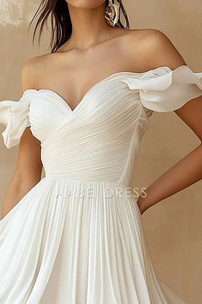 AABEI DRESS Hot Sale Homecoming Dress Pleated A Line Off Shoulder Mini Ruffles Graduation Dress