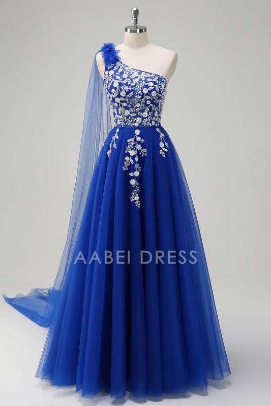AABEI DRESS Hot Sale Prom Dress Gorgeous A-Line One Shoulder Corset Romantic Floral Long Party Dress